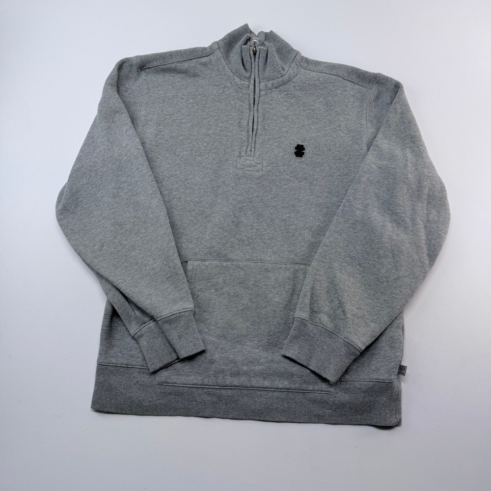 IZOD Luxury Sport Vintage Mens Medium Gray Quarter Zip Pullover Sweatshirt